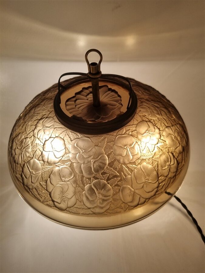 Lampe art deco en verre fume